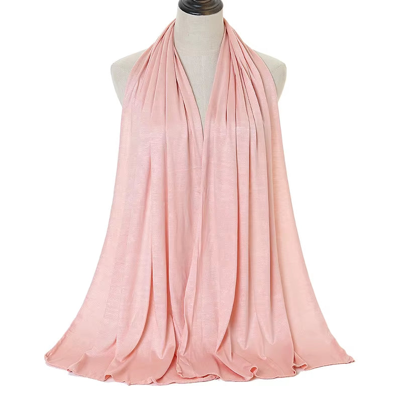 Plain Color Long Shawl Scarves Modal Jersey Hijab Muslim Headscarf Soft Black Women'S Turban Tie Headband Headwrap Lightweight