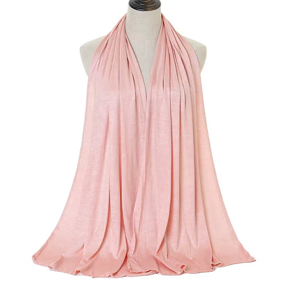 Plain Color Long Shawl Scarves Modal Jersey Hijab Muslim Headscarf Soft Black Women'S Turban Tie Headband Headwrap Lightweight