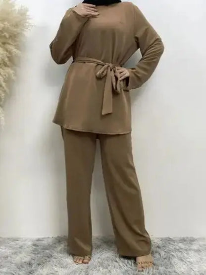 Kaftan Dubai Abaya Turkey Muslim Sets Tops and Pants Dress Sets Islam Clothing Abayas for Women Robe Ensembles Musulman