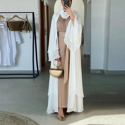 Ramadan Eid Mubarak Chiffon Open Abaya Kimono Dubai Turkey Islam Kaftan Muslim Dress Clothes Abayas for Women Robe Femme Caftan