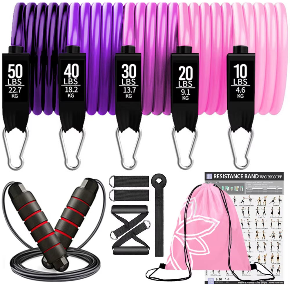 Resistance Bands Set Exercise Bands with Door Anchor Legs Ankle Straps for Resistance Training Physical Therapy Home Workouts