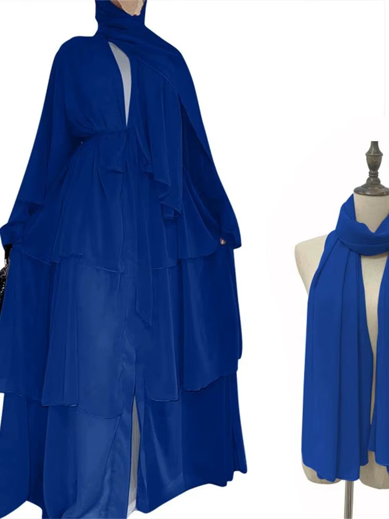 Ramadan Eid Mubarak Chiffon Open Abaya Kimono Dubai Turkey Islam Kaftan Muslim Dress Clothes Abayas for Women Robe Femme Caftan