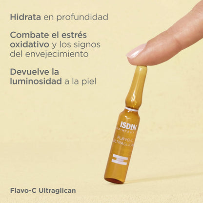 ISDIN Serum Facial Antioxidante De Día Flavo-C Ultraglican, 2 Ml (Paquete De 30)
