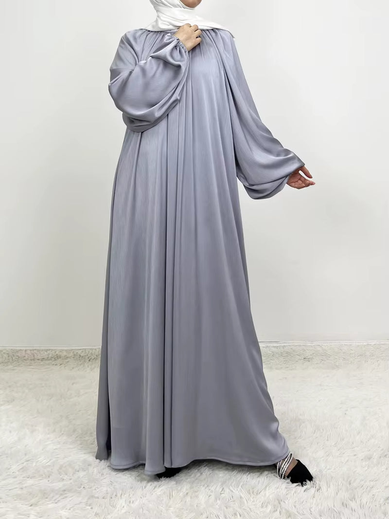 Silky Lantern Sleeve Muslim Dress Abaya for Women Eid 2025 Party Dresses Morocco Abayas Vestidos Largos Kaftan Arab Long Robe