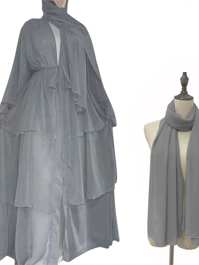 Ramadan Eid Mubarak Chiffon Open Abaya Kimono Dubai Turkey Islam Kaftan Muslim Dress Clothes Abayas for Women Robe Femme Caftan