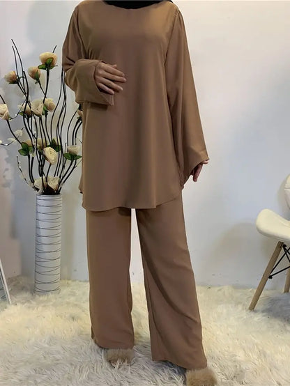 Kaftan Dubai Abaya Turkey Muslim Sets Tops and Pants Dress Sets Islam Clothing Abayas for Women Robe Ensembles Musulman