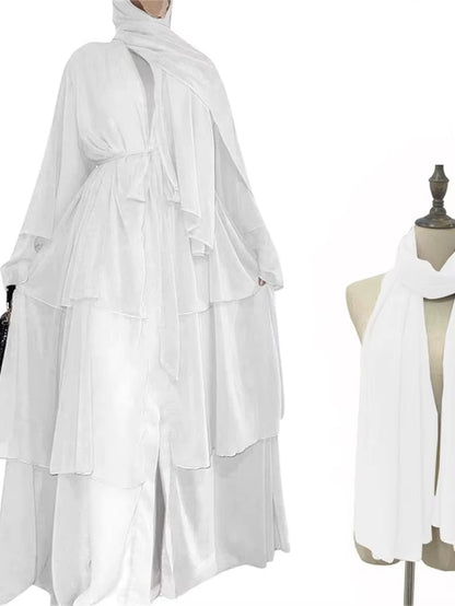 Ramadan Eid Mubarak Chiffon Open Abaya Kimono Dubai Turkey Islam Kaftan Muslim Dress Clothes Abayas for Women Robe Femme Caftan