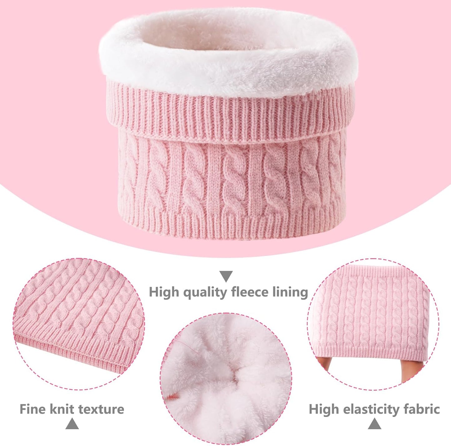 3Pcs Winter Women Beanie Hat Scarf and Touch Screen Gloves Sets Girls Classic Knit Warm Chunky Fleece Lined Cable Cap