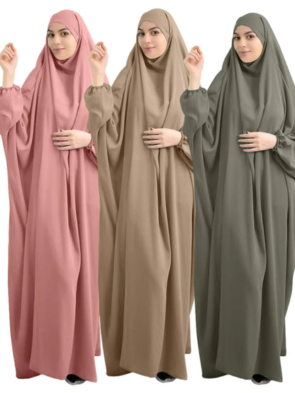 Eid Hooded Muslim Women Hijab Dress Prayer Garment Abaya Long Khimar Full Cover Ramadan Gown Abayas Islamic Clothes Niqab Jilbab