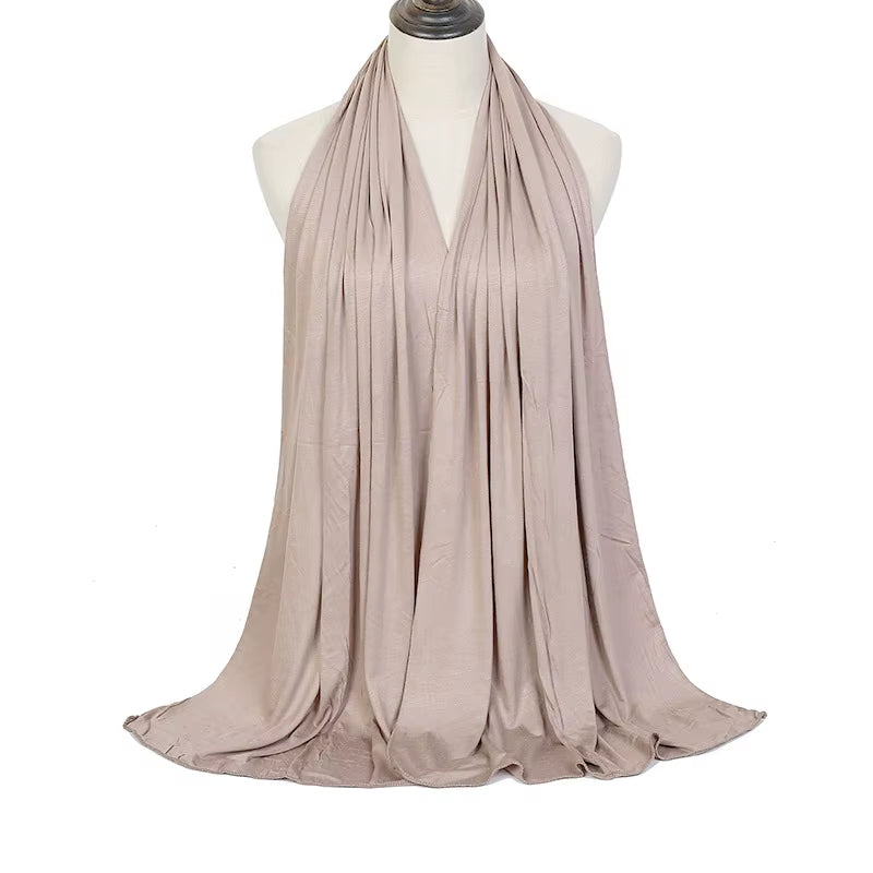 Plain Color Long Shawl Scarves Modal Jersey Hijab Muslim Headscarf Soft Black Women'S Turban Tie Headband Headwrap Lightweight