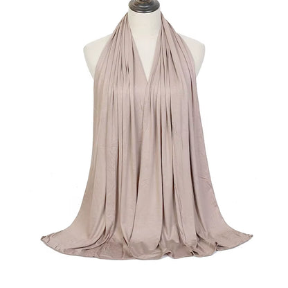 Plain Color Long Shawl Scarves Modal Jersey Hijab Muslim Headscarf Soft Black Women'S Turban Tie Headband Headwrap Lightweight
