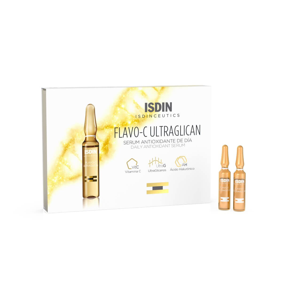 ISDIN Serum Facial Antioxidante De Día Flavo-C Ultraglican, 2 Ml (Paquete De 30)