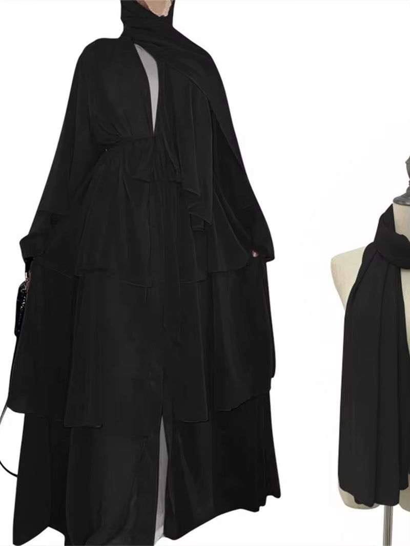 Ramadan Eid Mubarak Chiffon Open Abaya Kimono Dubai Turkey Islam Kaftan Muslim Dress Clothes Abayas for Women Robe Femme Caftan