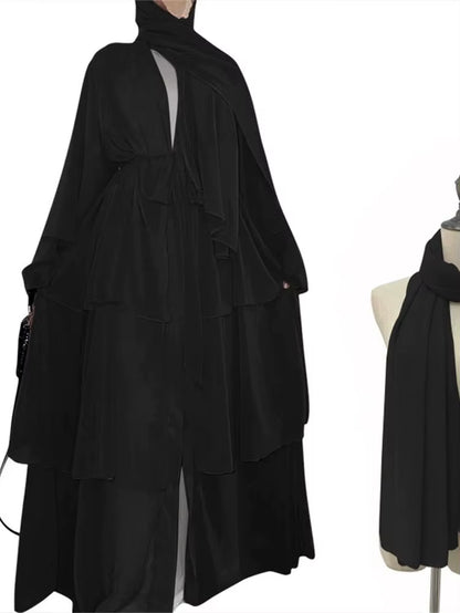 Ramadan Eid Mubarak Chiffon Open Abaya Kimono Dubai Turkey Islam Kaftan Muslim Dress Clothes Abayas for Women Robe Femme Caftan