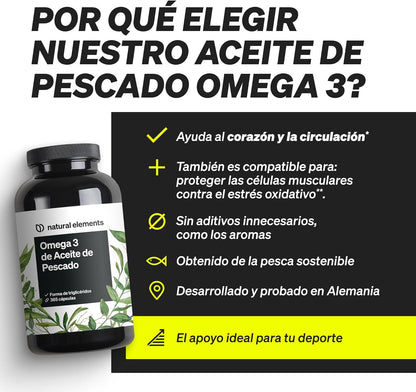Omega 3 2000Mg Por Dosis Diaria - 365 Cápsulas De Omega-3 - Máxima Concentración De DHA 240Mg Y EPA 360Mg - Probada En Laboratorio Y Fabricada En Alemania