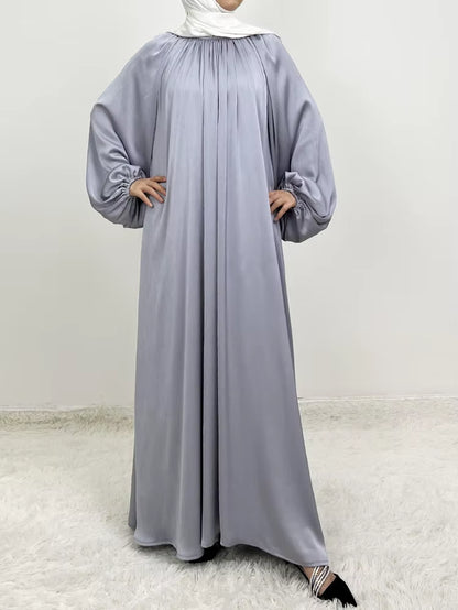 Silky Lantern Sleeve Muslim Dress Abaya for Women Eid 2025 Party Dresses Morocco Abayas Vestidos Largos Kaftan Arab Long Robe