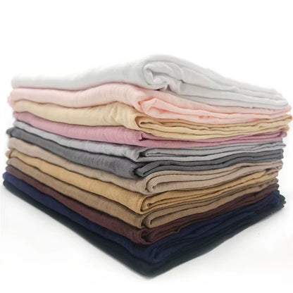 Plain Color Long Shawl Scarves Modal Jersey Hijab Muslim Headscarf Soft Black Women'S Turban Tie Headband Headwrap Lightweight