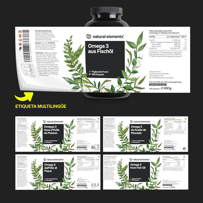 Omega 3 2000Mg Por Dosis Diaria - 365 Cápsulas De Omega-3 - Máxima Concentración De DHA 240Mg Y EPA 360Mg - Probada En Laboratorio Y Fabricada En Alemania