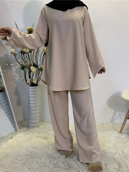 Kaftan Dubai Abaya Turkey Muslim Sets Tops and Pants Dress Sets Islam Clothing Abayas for Women Robe Ensembles Musulman